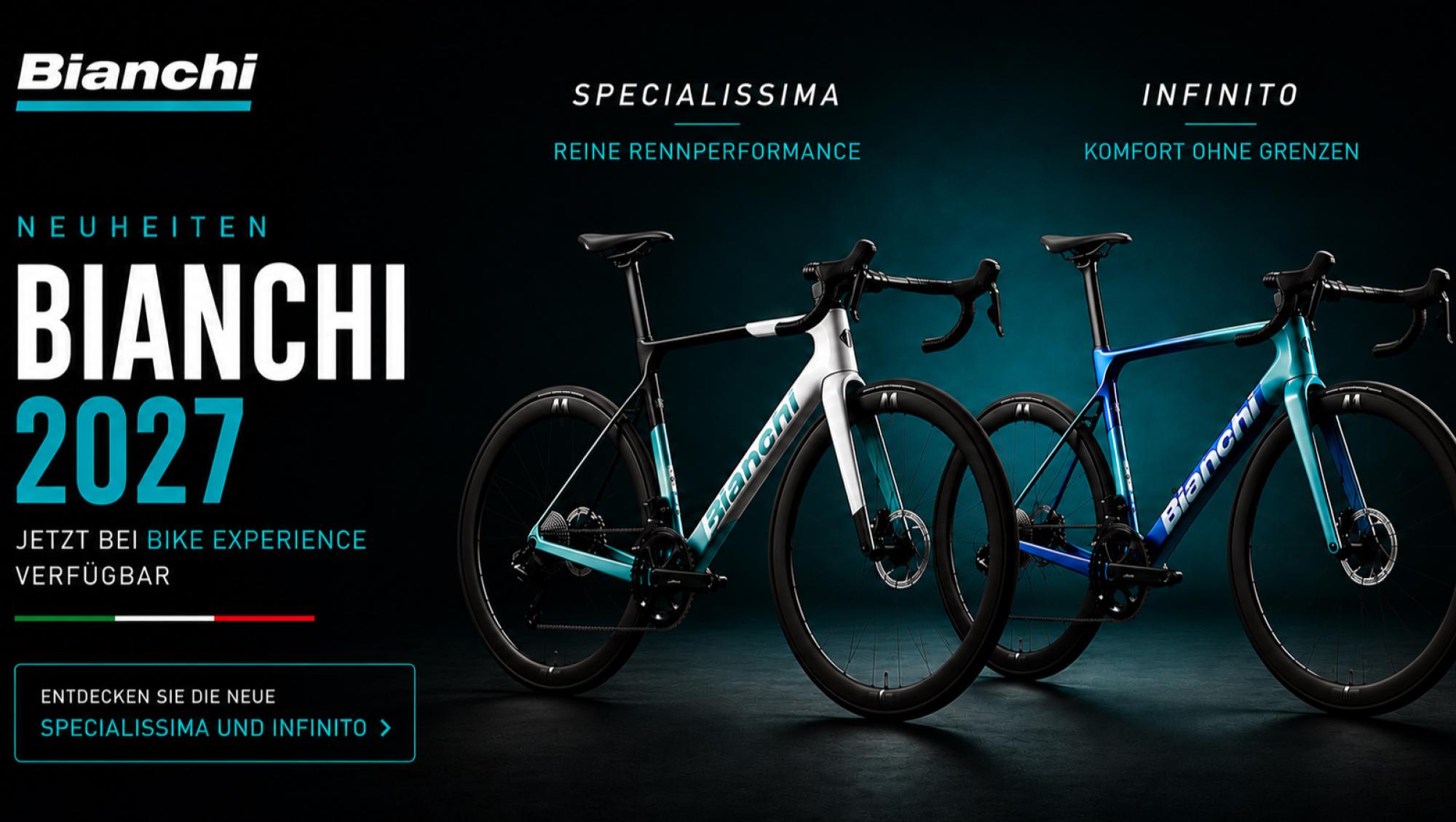 Die neuen Bianchi Specialissima und Infinito 2027 jetzt bei Bike Experience Tenerife erhältlich